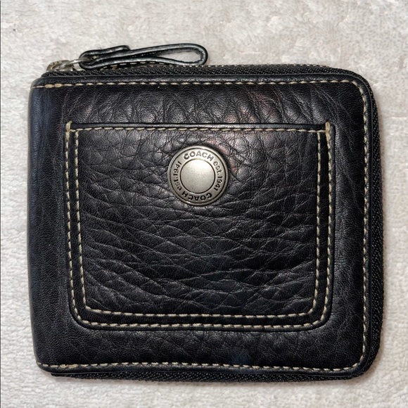 Square Coach Pebble Leather Wallet - Picture 1 of 3